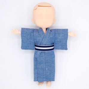 オビツ11身長調整サイズ着物セット ダンガリーデニム青色 浴衣 着物 和服 ハンドメイド