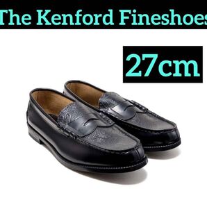 27cm ローファー The Kenford Fineshoes Loafer ブラック ペイズリー ラバーソール PAISLEY