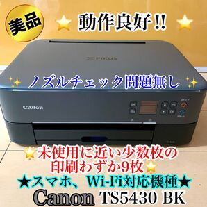未使用に近い機種【印刷枚数わずか9枚】美品Canon 複合プリンター PIXUS TS5430 BK ノズルチェック良好