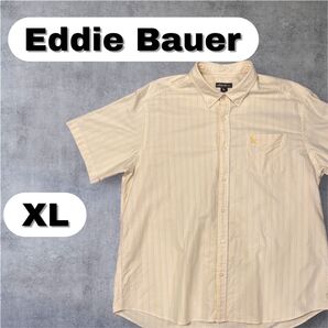 Eddie Bauer 上質オックスフォード XL ストライプ半袖シャツ