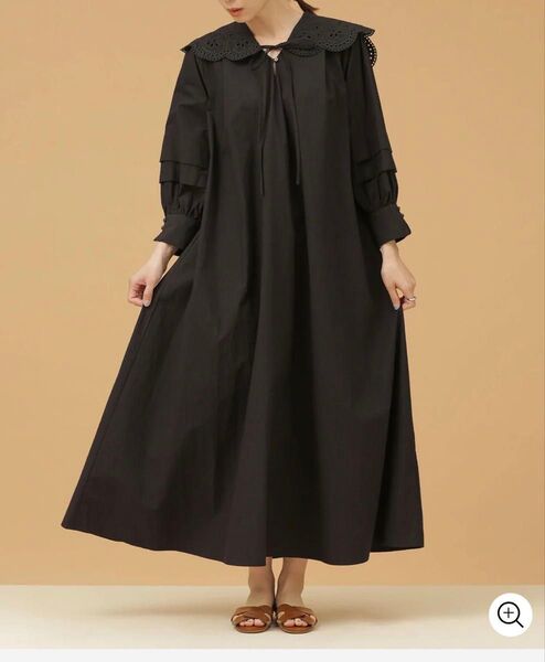 NANO universe ナノユニバース エンブロイダリーカラーワンピース 長袖 ブラック 定価29700円