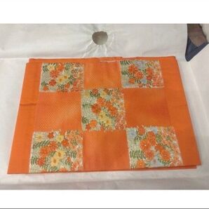 名古屋帯☆花柄 オレンジ