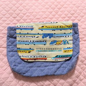 新幹線 横型横入れお弁当袋 ハンドメイド 大きめ キルティング マジックテープ式 男の子