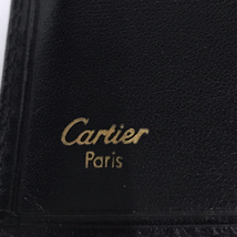 1円 カルティエ レザー 二つ折り 長財布 黒 ブラック ロゴ ワンポイント 保存箱 付属 Cartier_画像6