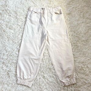 【クラウドナイン】ジョガーパンツ M L 白 綿混 裾ゴム リラックス イージーパンツ