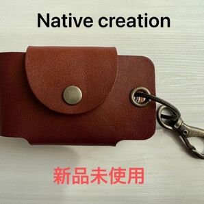NATIVE CREATION キーケース レザー ハンドメイド ナスカン付き ブラウン