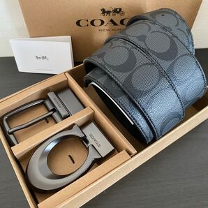 SALE コーチ 新品 リバーシブル シグネチャーベルト プレゼント 社会人 ビジネスベルトセット