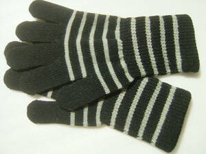  stretch . border gloves black × gray length 20.3cm wrist length .. warm free size man and woman use 