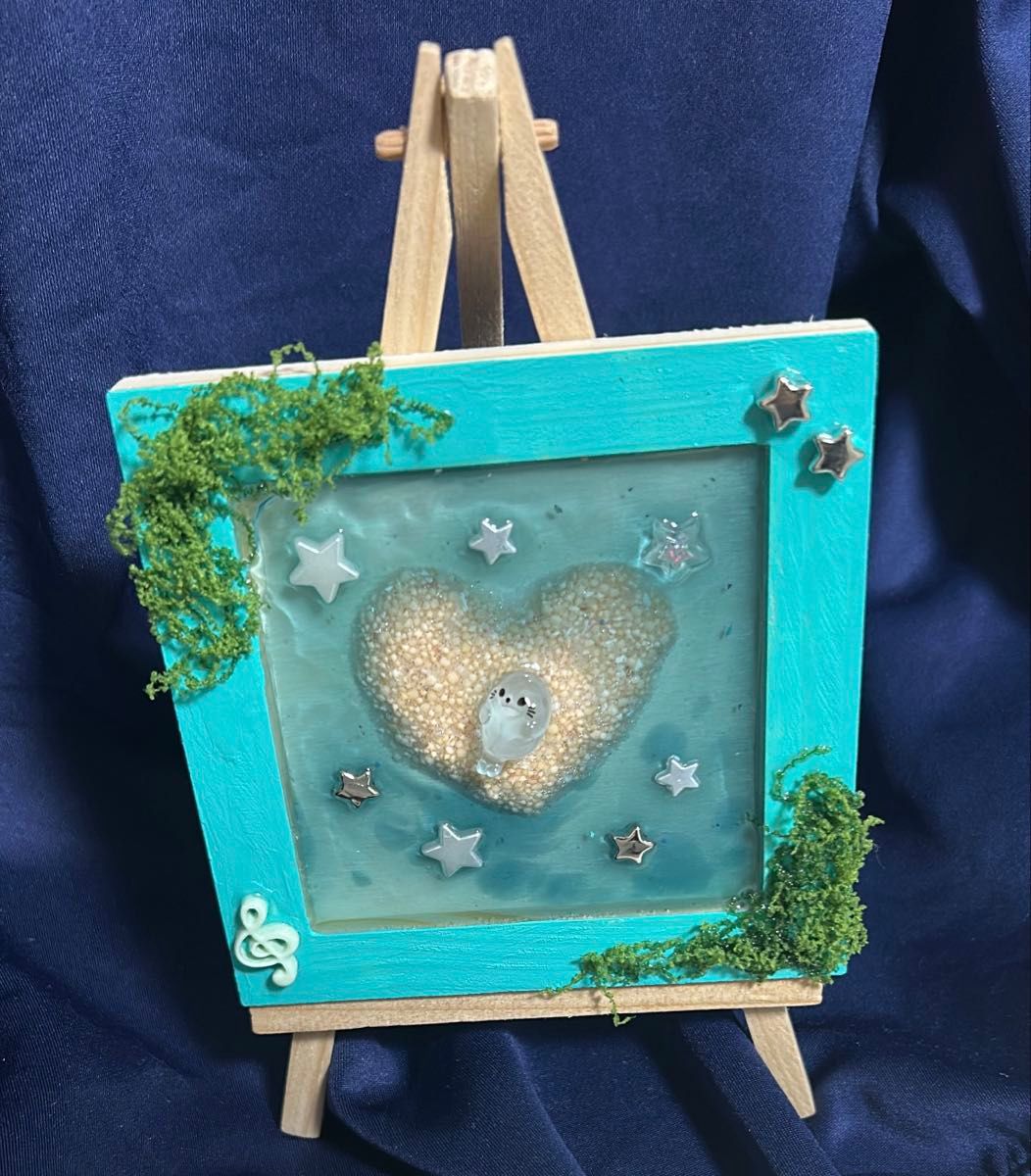 No.6 箱庭の海 レジンアート オーシャンアート キャンバスアート アザラシ