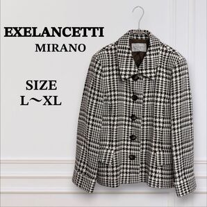 【エグゼランチュッティ】ミラノ 千鳥格子 ウール ジャケット L XL アウター