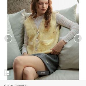 2025AW イエロー/【Donoban】プードル ニットベスト