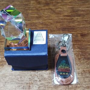 熊本城 クリスタル置物 キーホルダー 2点セット 観光地 お土産