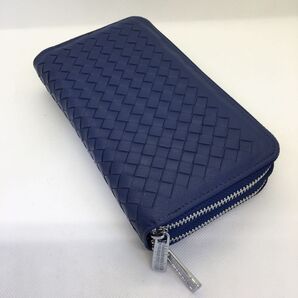 D12 ラムレザー 財布 本革 イントレチャート ラウンドファスナー メンズ 青 ダブルジップ ダブルファスナー 長財布 大容量