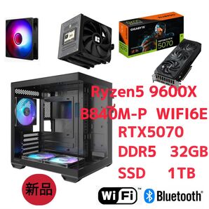 新品 ゲーミングPC Ryzen5 9600X RTX5070 12GB DDR5 32GB SSD 1TB