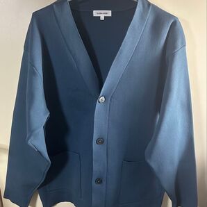 【GLOBAL WORK(グローバルワーク)】洗濯可 リッチライトニットVカーディガン もっちり ブルー系(ターコイズ)L