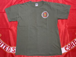 中古美品　USMC 3D marine logistics group OEF 11.2 コットンTシャツ　OD サイズＬ