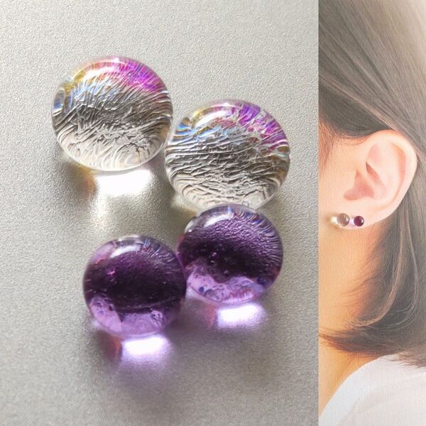 【21G/18G/16G】サージカルステンレスピアス イヤリング ボディピアス ガラスナギット2ペア No.745