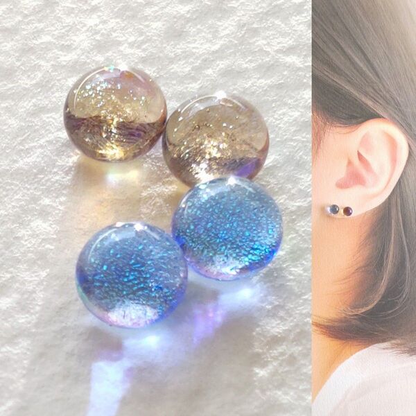 【21G/18G/16G】サージカルステンレスピアス イヤリング ボディピアス ガラスナギット2ペア No.747