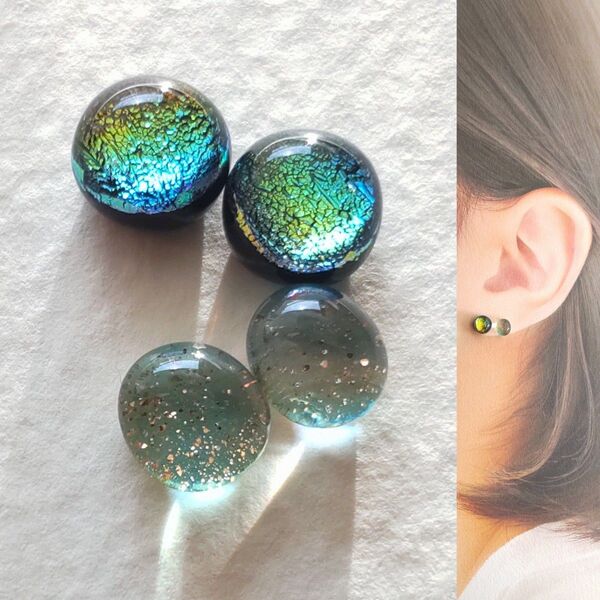 【21G/18G/16G】サージカルステンレスピアス イヤリング ボディピアス ガラスナギット2ペア No.757