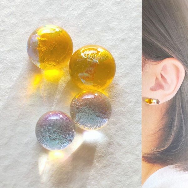 【21G/18G/16G】サージカルステンレスピアス イヤリング ボディピアス ガラスナギット2ペア No.761
