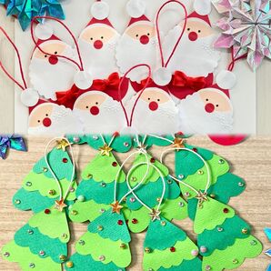 サンタクロース クリスマスツリー オーナメント ペーパークラフト 2種セット 10点