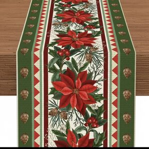 テーブルランナー クリスマス ポインセチア 日用品 ポリエステル 北欧風 テーブルクロス 花柄 インテリア テーブルセンター