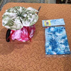 ハワイアン柄ティーコージー表青裏ピンクHawaii LANAKILA Crafts(ラナキラ クラフト)から直輸入