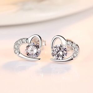 404 ダイヤ ハート シルバー925 S925 スタッド ピアス