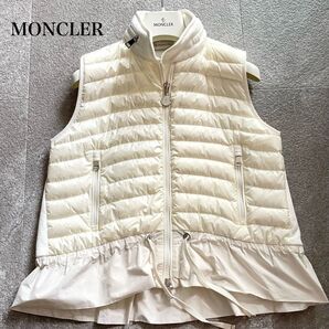美品★MONCLER モンクレール MAGLIA GILET ダウンベスト フード収納 ニット切り替え レディース XS
