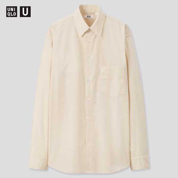 【新品】UNIQLO U ブロードシャツ 長袖 ナチュラル S メンズ ユニクロユー NATURAL【未使用品】