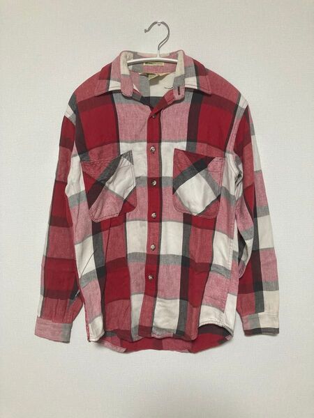 BIG MAC ビッグマック ネルシャツ Sチェックシャツ 長袖 レッド系 ホワイト系 カジュアル メンズ 古着 ビンテージ