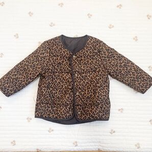 Birthday バースデイ ベビー アウター 長袖 ジャケット 90 リバーシブル レオパード ヒョウ柄 ひょう グレー 無地