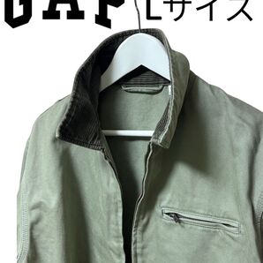 美品 オリーブ guウォッシュドコットンワークジャケット Lサイズ