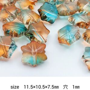 スノーフレークガラスビーズ 10piece アクアマリンオレンジ