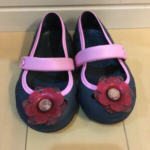  postage included Crocs sandals girl Kirakira . flower . pretty C5 12-13cm free shipping 