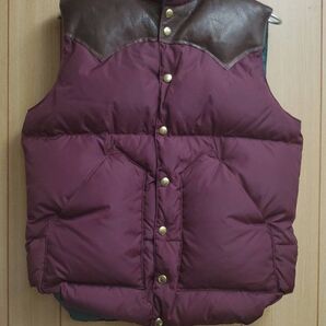 ロッキーマウンテン ダウンベスト レザーヨーク エンジ 赤系 ブラウン 中古