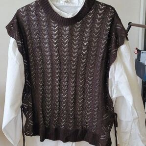 重ね着 ブラウン