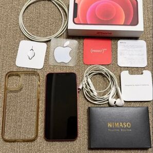 【美品】Apple iPhone12mini 本体 レッド 128gb SIMフリー イヤホン 充電ケーブル ケース付