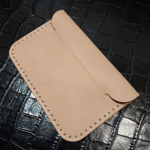 財布の中に入る 3㎜厚 超薄い 本革 手縫い カードケース 栃木レザー ヌメ革 免許証 定期券 クレカ Suica PASMO 革