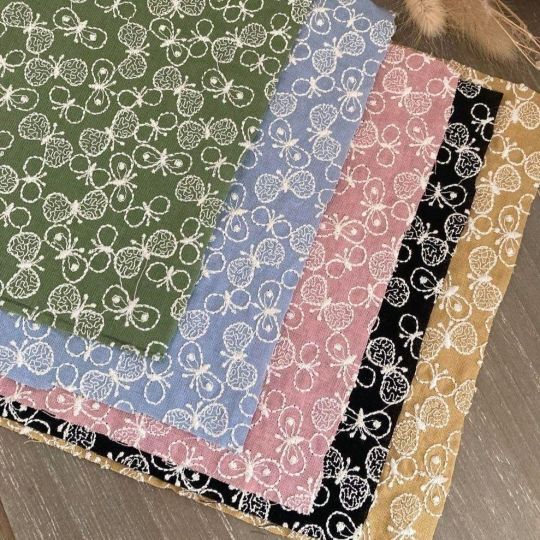 【現品限り】5色セット * 刺繍コットンリネン * 生地 * 北欧