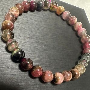 天然石 スイカトルマリン ブレスレット パワーストーン 6.2mm 15.5cm