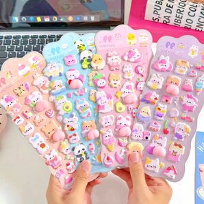 4種類セット★ おしりシール ぷにぷに 3D 立体 マシュマロ アニマル
