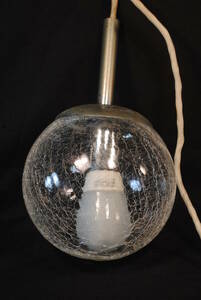 自2　昭和レトロ　ヴィンテージ照明　ヨカワ照明　YKW　蜘蛛の巣・ワニ革模様　球形ガラス　白熱灯照明　40W　直径150　高270ミリ