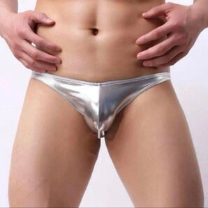 【新品未開封】主張する男のセクシーメタリックシルバービキニ 116