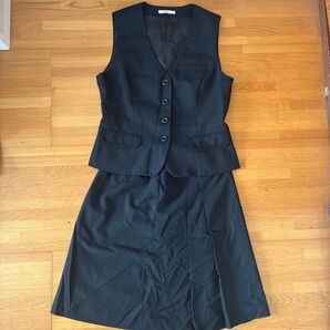 事務服 ベスト スカート セットアップ 千鳥格子柄 ブラック