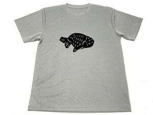 グレー　らんちゅう 切り絵 ドライ Tシャツ 金魚 グッズ