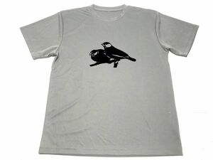 グレー　文鳥 切り絵 ドライ Tシャツ ブンチョウ グッズ