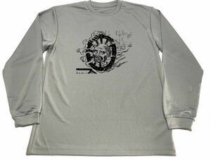 グレー　輪入道　ドライ　Ｔシャツ　鳥山石燕　今昔画図続百鬼　日本の妖怪　グッズ　ロングＴシャツ　ロンＴ　ロング　長袖