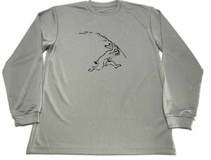 グレー　笹追い　ウサギ　鳥獣戯画　ドライ　Ｔシャツ　兎　グッズ　ロングＴシャツ　ロンＴ　ロング　長袖