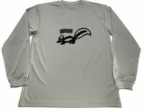 グレー　スカンク ドライ Tシャツ 切り絵 動物 アニマル グッズ　ロングＴシャツ　ロンＴ　ロング　長袖